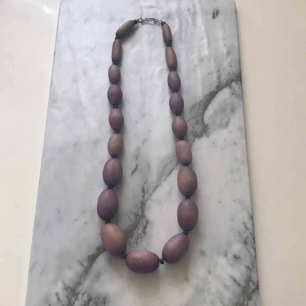 Purple Wooden Statement Necklace